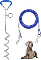 🐾 outdoor dog tie out cable and stake - 32/16/10 ft length, ideal for medium to large dogs up to 125 lbs - 16" stake included - durable spring and metal hooks - suitable for yard, camping, and outdoor activities logo