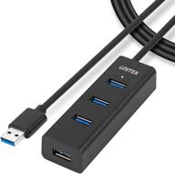 🔌 unitek 4-port usb 3.0 hub with 48-inch long cable and micro usb charging port - fast data transfer and extension connector for windows pc, mac, surface pro, laptop, printer - 4ft - black логотип