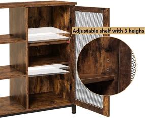 img 1 attached to 🏺 USIKEY Retro Floor Storage Cabinet: Adjustable Shelves, Rustic Brown Accent Cabinet for Living Room, Home Office, Hallway & Kitchen