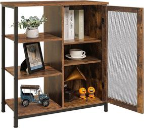 img 2 attached to 🏺 USIKEY Retro Floor Storage Cabinet: Adjustable Shelves, Rustic Brown Accent Cabinet for Living Room, Home Office, Hallway & Kitchen