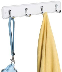 img 2 attached to 🧥 Maximize Space with the InterDesign York Wall Mount Storage Rack - Stylish Hanging Hooks for Jackets, Coats, Hats, and Scarves - 4 Hooks in Sleek Chrome Design