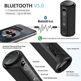 img 1 attached to 🔊 Vanzon Climber-Z Портативная Bluetooth колонка 30W - Водонепроницаемость IPX7, Bluetooth V5.0, Супер-мощные басы - Идеальна для вечеринок, путешествий, дома и на открытом воздухе.