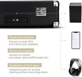 img 1 attached to ByronStatics Vintage Suitcase Vinyl Record Player, 3-Speed Turntable with 2 Built-in Stereo Speakers, RCA Line Out, AUX Input, and Replacement Needle - Portable and SEO-Optimized