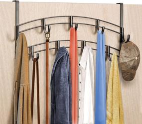 img 2 attached to 🧺 Maximize Storage Space with Lynk Over Door 9 Hook Rack - Bronze Organizer for Shirts, Belts, Hats, Coats, and Towels