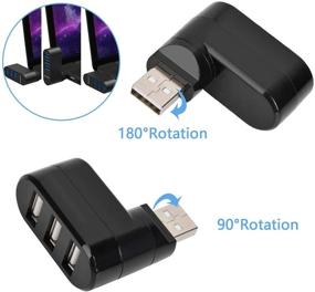 img 2 attached to 🔌 Black USB Hub Dock - Compact Portable Rotatable HUB, 3-Port USB Splitter for PC Laptop Notebook and More - USB 2.0 and USB 3 Port [90°/180° Degree Rotatable]