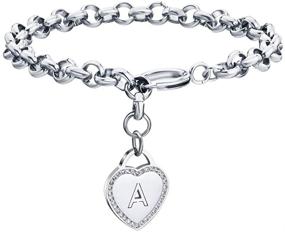 img 4 attached to 🔒 Personalized Stainless Steel Initial Charm Bracelet Anklet for Women and Teen Girls by CaleesLLC