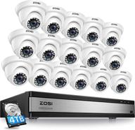 🎥 zosi h.265+ 1080p 16 channel security camera system with 4tb hard drive and 16 x 1080p dome cameras, enhanced night vision, wide 105° view angle, remote control, and alert push logo