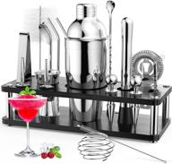 🍹 premium 18-piece bartender kit with stand | ratel stainless steel cocktail shaker set | professional bar tools including shaker, muddler, jigger, strainer | complete with recipes booklet logo