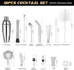 img 3 attached to 🍹 Premium 18-Piece Bartender Kit with Stand | RATEL Stainless Steel Cocktail Shaker Set | Professional Bar Tools including Shaker, Muddler, Jigger, Strainer | Complete with Recipes Booklet