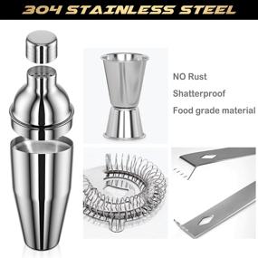 img 2 attached to 🍹 Premium 18-Piece Bartender Kit with Stand | RATEL Stainless Steel Cocktail Shaker Set | Professional Bar Tools including Shaker, Muddler, Jigger, Strainer | Complete with Recipes Booklet