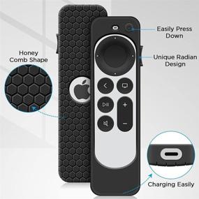 img 2 attached to 📱 Apple TV 4K 6th Gen 2021 Remote Control Case - Premium Silicone Sleeve Skin Holder Protector for Apple Siri Remote 2nd Gen Replacement - Black