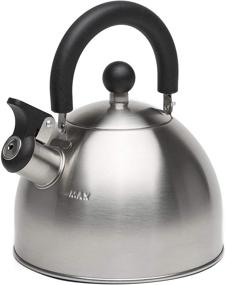img 4 attached to Stewart Whistling Stovetop Tea Kettle - Primula, Food Grade Stainless Steel, Rapid Hot Water Boiling, Collapsible Cool Touch Handle, 1.5 Qt Capacity, Brushed Finish with Black Handle