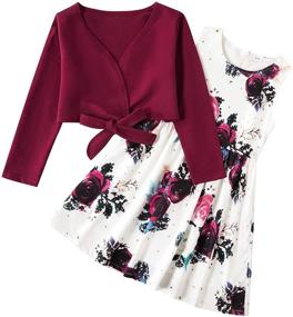 img 4 attached to Girls Casual Bowknot Floral Allover Girls' Clothing in Dresses