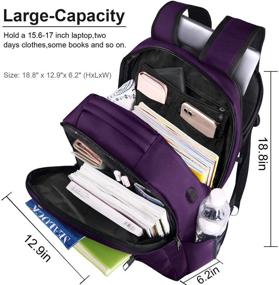 img 3 attached to LAPACKER 15.6-17 inch Business Laptop Backpacks: Water Resistant Travel Bag with USB Charging Port - Purple