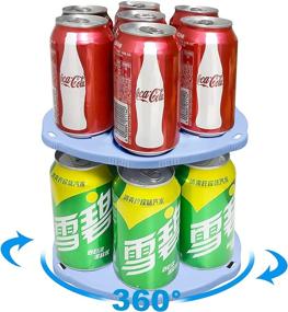 img 4 attached to Maximize Pantry Organization with the 2 Tier Rotatable Stackable Can Rack Organizer: Convenient Beverage Soda 🏬 Can and Canned Food Storage Dispenser for Fridge, Freezer, Kitchen, Countertops, Cabinets - Holds up to 13 Cans!