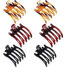 img 4 attached to 💇 Stylish 6-Piece Plastic Non-Slip Hair Claw Clips for Women and Girls in 3 Classic Colors