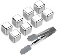 set of 8 stainless steel whiskey stones - reusable ice cubes with freezing tray &amp; tongs - perfect gift set for whiskey, wine, beer, vodka, liqueurs, and other beverages - enhance drinks with cooler chilling логотип