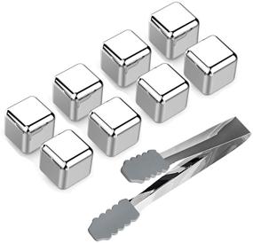 img 4 attached to Set of 8 Stainless Steel Whiskey Stones - Reusable Ice Cubes with Freezing Tray &amp; Tongs - Perfect Gift Set for Whiskey, Wine, Beer, Vodka, Liqueurs, and Other Beverages - Enhance Drinks with Cooler Chilling