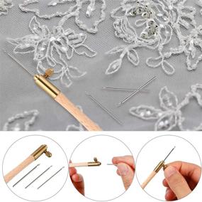 img 1 attached to 🧵 Versatile Tambour Hook Set with 3 Needles: Perfect for Embroidery, Beading, Crochet, and More (70 90-100) – All-in-One Needle Tools and Sequin Beads Set (1)