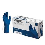 🧤 gloveworks hd medical blue latex gloves, large size, 12 inches long, box of 50, 13 mil, powder free, textured, disposable, non-sterile, gplhd86100bx logo