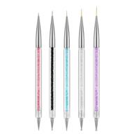 💅 5-piece nail art liner brushes set - uv gel painting design brush pen, nail dotting pen kit - dual-ended nail art tools logo