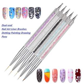 img 2 attached to 💅 5-Piece Nail Art Liner Brushes Set - UV Gel Painting Design Brush Pen, Nail Dotting Pen Kit - Dual-ended Nail Art Tools