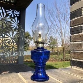img 2 attached to 🕯️ GCMJ Oil Lamps: Blue Lantern for Indoor Household Decor - Ultra Pure Liquid Paraffin Oil, Knob Dimmer & 21st Century Kitchen Table Ambiance
