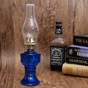img 1 attached to 🕯️ GCMJ Oil Lamps: Blue Lantern for Indoor Household Decor - Ultra Pure Liquid Paraffin Oil, Knob Dimmer & 21st Century Kitchen Table Ambiance