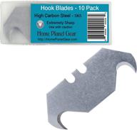 💈 hook blade 10 pack – super sharp razor blades for utility knife: sk5 replacement blades in convenient storage box, ideal for carpet, roofing, and box cutter логотип