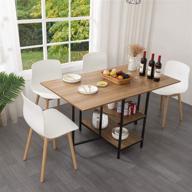 🍽️ kotpop folding dinner table: space-saving extension table for kitchen & farmhouse room with storage racks and wheels logo