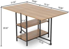 img 3 attached to 🍽️ KOTPOP Folding Dinner Table: Space-Saving Extension Table for Kitchen & Farmhouse Room with Storage Racks and Wheels