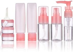 img 4 attached to 💄 10-Pack Travel Size Toiletries Containers Set - TSA Approved, Leak Proof, BPA Free, Refillable Pink Bottles for Cosmetic Makeup, Liquids, and More