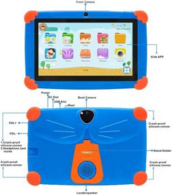 img 1 attached to 7 Inch Kids Tablet, 32GB ROM 3GB RAM Android 9 Tablet for Kids with Parent Control APP, HD Eye Protection Display and Holder - Blue