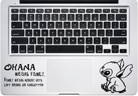 img 2 attached to 🐾 Die-Cut Decals Stickers Stitch Ohana Means Family Experiment 626 Lilo & Stitch for MacBook Laptop trackpad (3.65 inch, Black): Enhance Your Laptop with Cute Stitch Design!