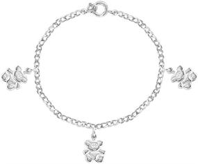 img 4 attached to 925 Sterling Silver Cute 5-inch Teddy Bear Charm Bracelet for Infants & Toddler Girls - Fun Small Bear Bracelet for Children - Beautiful Animal Theme Accessories for Baby Girls