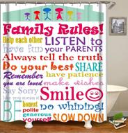 🚿 raymall family educational word cloud shower curtain - 72x72 inch polyester fabric with hooks for boys kids bathroom decor logo