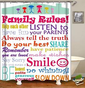 img 4 attached to 🚿 Raymall Family Educational Word Cloud Shower Curtain - 72x72 Inch Polyester Fabric with Hooks for Boys Kids Bathroom Decor