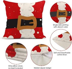 img 2 attached to 🎅 Set of 4 Britimes Christmas Pillow Covers 18x18 - Decorative Cotton Linen Santa Claus Pillow Cases for Sofa Cushion Couch - Red Christmas Pillowcase for Home Outdoor Decor