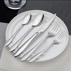 img 3 attached to LIANYU 40 Piece Silverware Set, Stainless Steel Flatware Set for Home Kitchen Hotel Restaurant, Service for 8, Mirror Finish, Dishwasher Safe