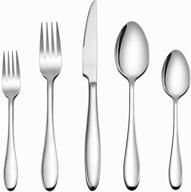 lianyu 40 piece silverware set, stainless steel flatware set for home kitchen hotel restaurant, service for 8, mirror finish, dishwasher safe logo