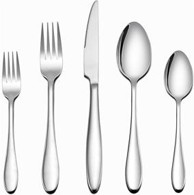 img 4 attached to LIANYU 40 Piece Silverware Set, Stainless Steel Flatware Set for Home Kitchen Hotel Restaurant, Service for 8, Mirror Finish, Dishwasher Safe