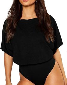 img 3 attached to 👚 LINMON Women's Slash Neck T-Shirt Bodysuit – Short Sleeve/Long Sleeve Tops