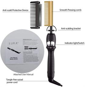 img 3 attached to Professional Electric Hot Comb Hair and Beard Straightener - Ceramic, Fast Heating, Temperature Adjustable, Double Protective Device - Ideal for Stylists and Family