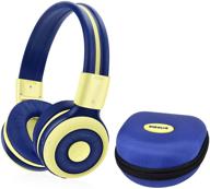 🎧 simolio wireless bluetooth headphones with microphone, volume limited safer headphone for child teen and adult, wireless headsets with share port, aux cable, eva case, study/travel partner in yellow logo