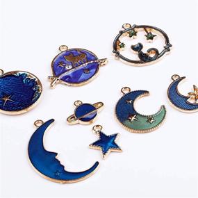 img 1 attached to Enamel Charms Bundle: Moon, Star, and Astronaut Pendant Charms for Jewelry Making in Bangle Bracelets