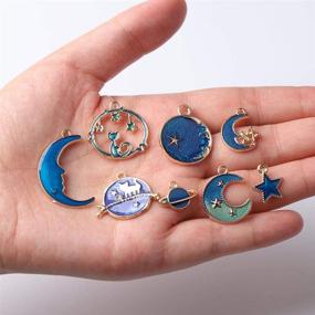 img 2 attached to Enamel Charms Bundle: Moon, Star, and Astronaut Pendant Charms for Jewelry Making in Bangle Bracelets