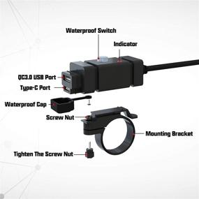 img 2 attached to iMESTOU 18W SAE to USB-C Charging Kit: Dual Outlet 🔌 Waterproof Charger for Motorcycle, Quick Charge 3.0 USB Type C, 12/24V Motorcycles