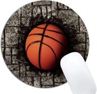 🏀 customized basketball design mouse pad: non-slip rubber, round shape for office, laptop, and desk decoration logo
