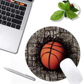 img 1 attached to 🏀 Customized Basketball Design Mouse Pad: Non-Slip Rubber, Round Shape for Office, Laptop, and Desk Decoration