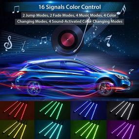 img 1 attached to 🚗 Justech Car LED Strip Lights: 4pcs 48 LED Multicolor Music Car Interior Atmosphere Lights with Sound Active Function and Wireless Remote Control - Perfect for Car, TV, Home - USB Port